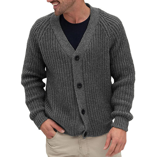 Herren modische Strickjacke mit tiefem V-Ausschnitt und strukturierter Oberfläche R&B
