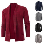 Herren lässige Strickjacke mit offenem Kragen und elegantem Rippdesign R&B