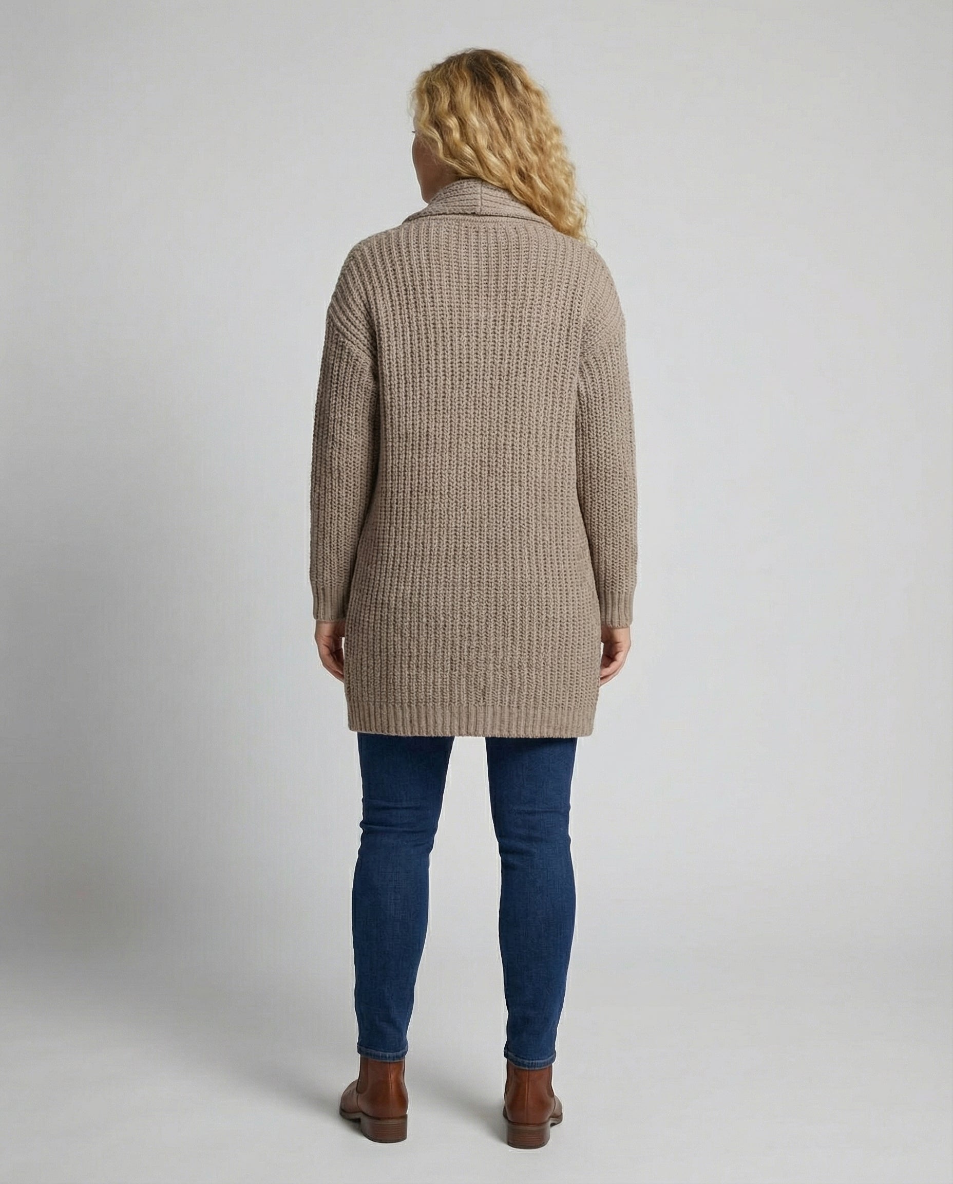 Damen Strickjacke mit offenen Kanten und lässigem Schnitt R&B