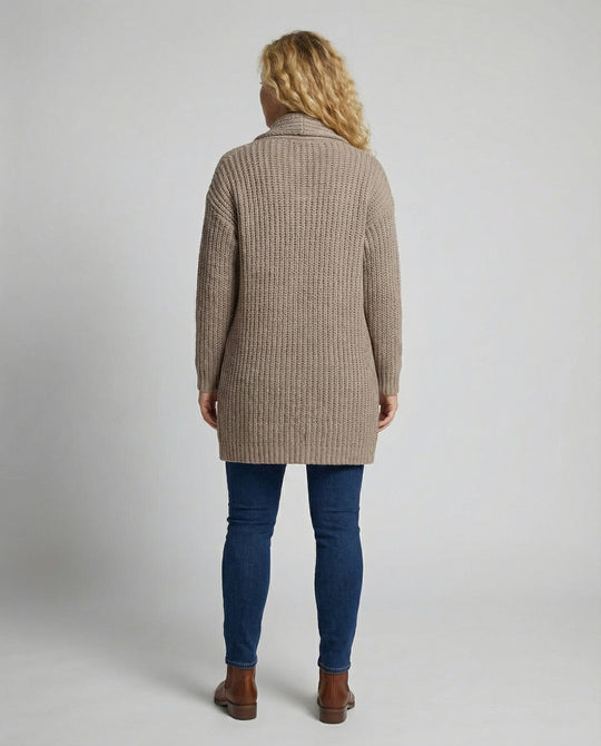 Damen Strickjacke mit offenen Kanten und lässigem Schnitt R&B