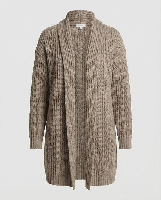 Damen Strickjacke mit offenen Kanten und lässigem Schnitt R&B
