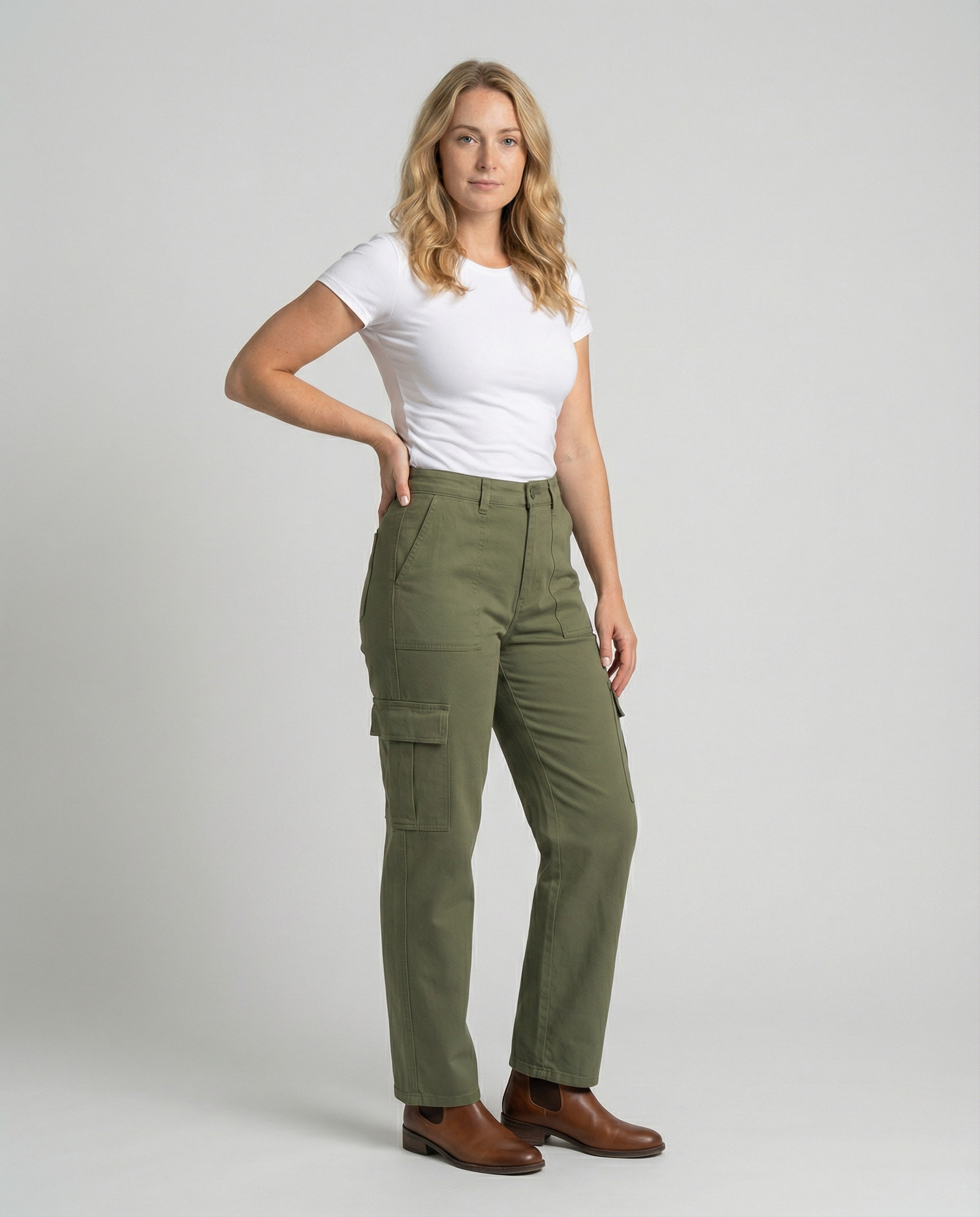 Cargohose Damen mit elastischem Bund und praktischen Taschen (weit)