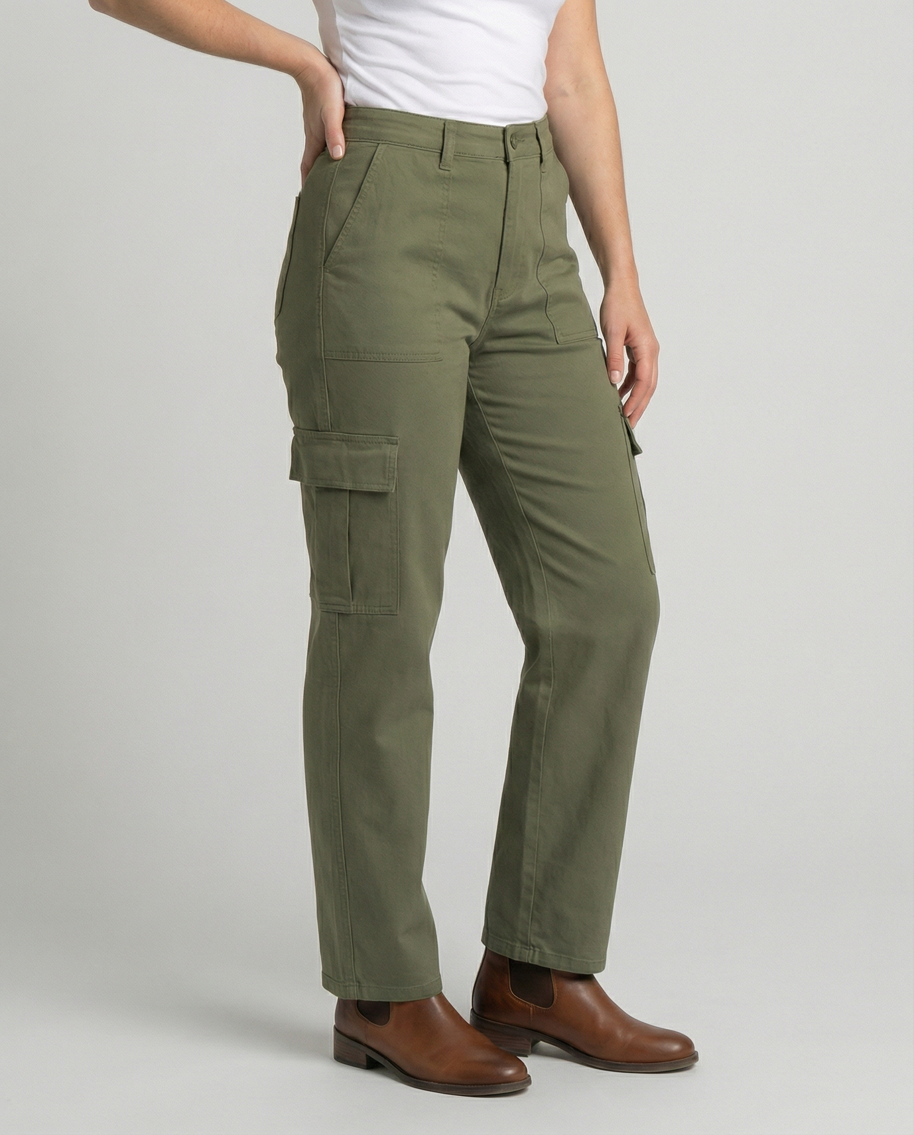 Cargohose Damen mit elastischem Bund und praktischen Taschen (weit)