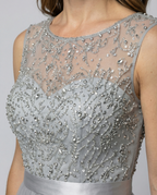 R&B | Herz-Ausschnitt Maxi Ombre Grau Kleid mit Schaufel-Bodice