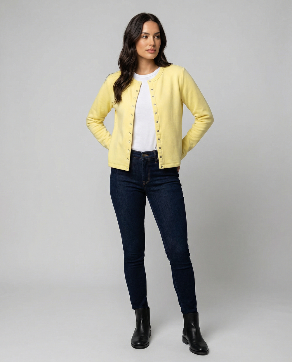 Damen Langarmshirt mit Druckknöpfen