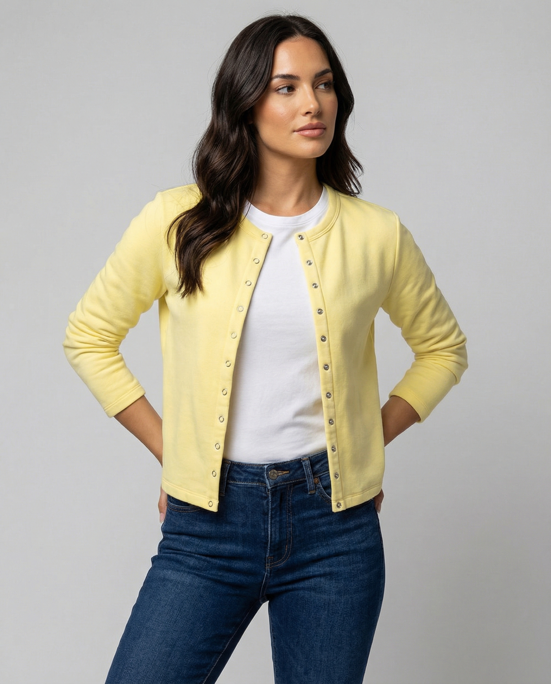 Damen Langarmshirt mit Druckknöpfen