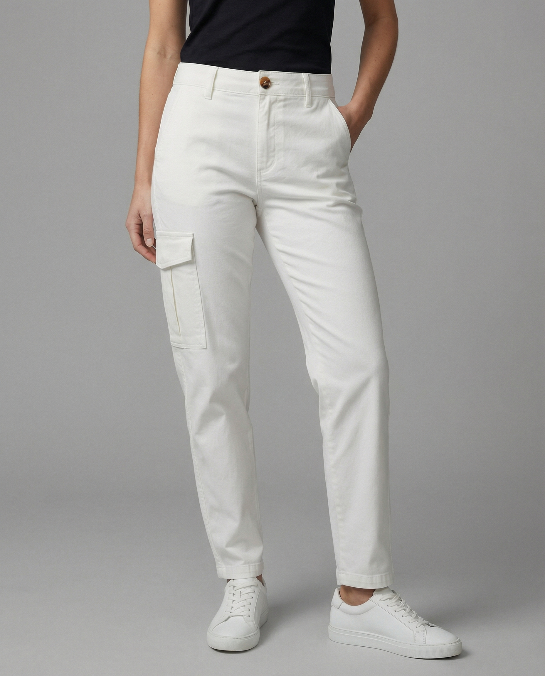 Cargohose Damen mit hohem Bund und Seitentaschen