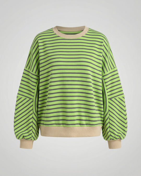 Damen lässiges gestreiftes Sweatshirt mit Boxy-Schnitt und kontrastierenden Abschlüssen R&B
