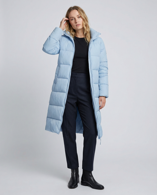 Damen Langärmliger Steppmantel mit Kapuze und taillierter Passform R&B