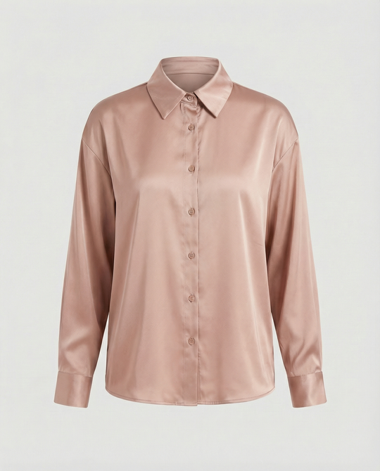 Damen satinierte Bluse mit Knopfverschluss und eleganter Knoten-Detail R&B