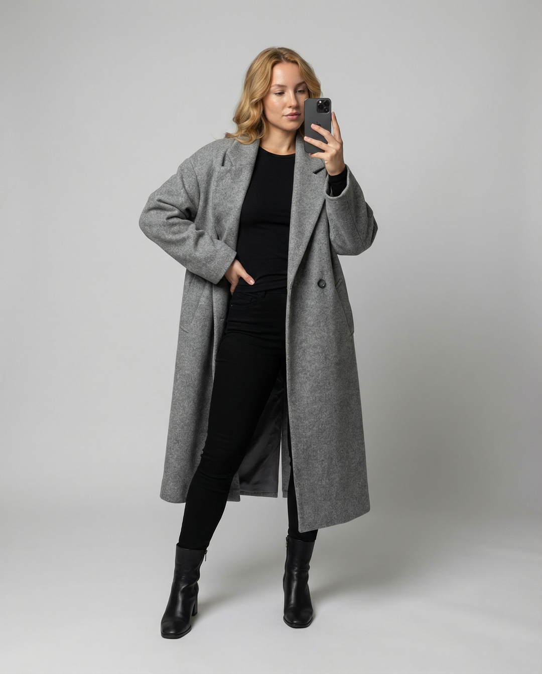 Damen Eleganter Oversized Wollmantel mit Taschen & Komfort | R&B