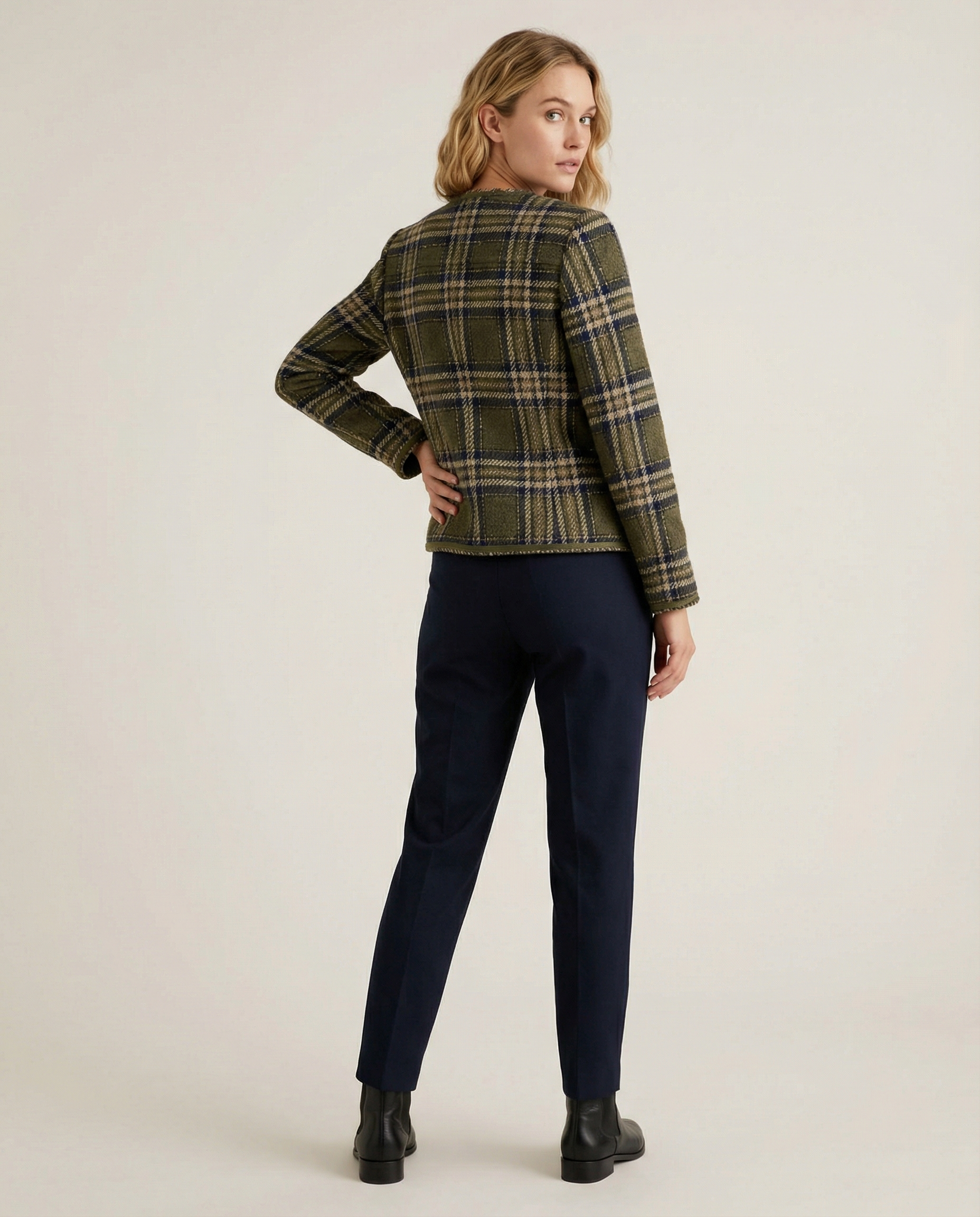 Damen Tweed-Blazerjacke mit goldenen Knöpfen R&B