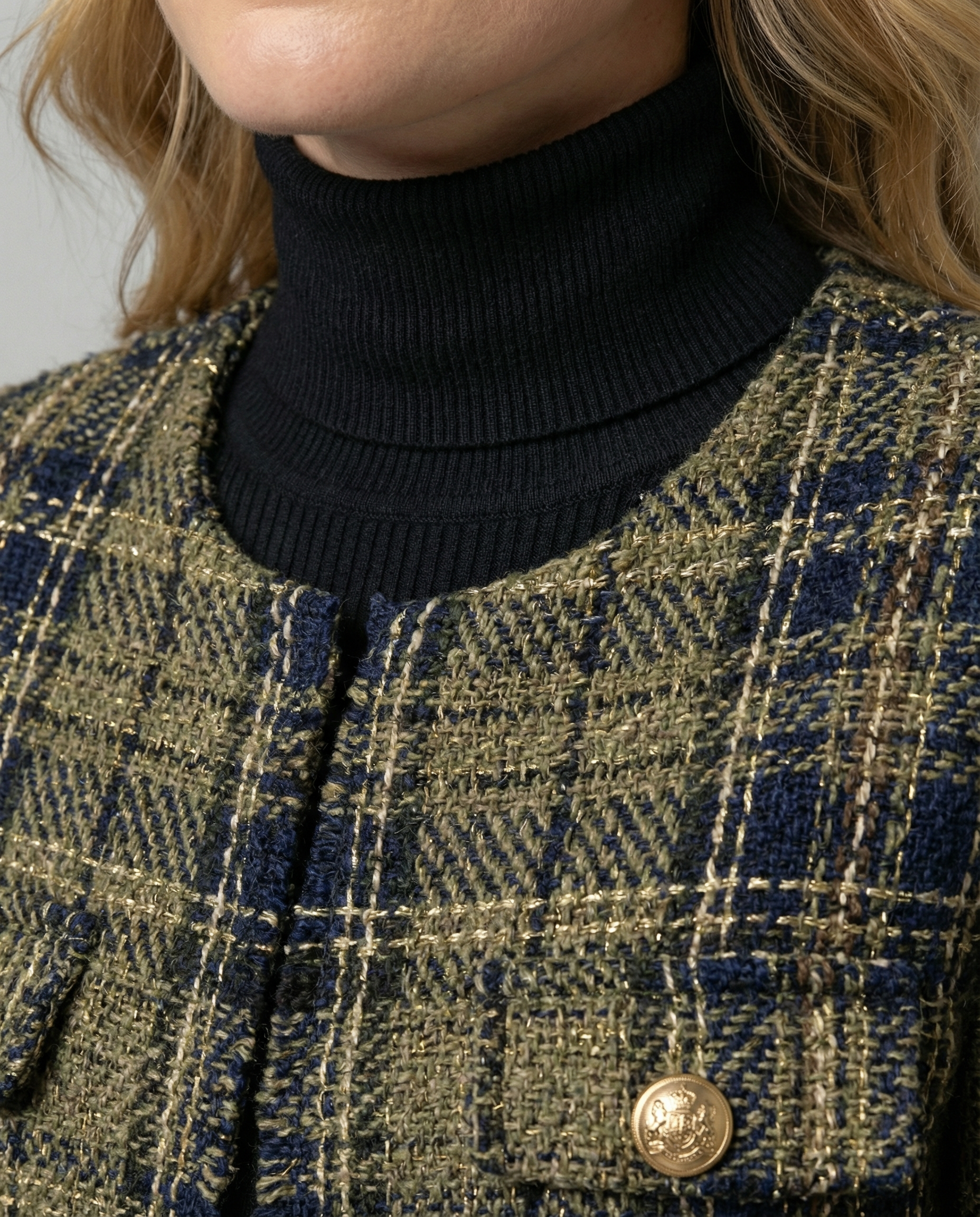 Damen Tweed-Blazerjacke mit goldenen Knöpfen R&B
