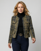 Damen Tweed-Blazerjacke mit goldenen Knöpfen R&B