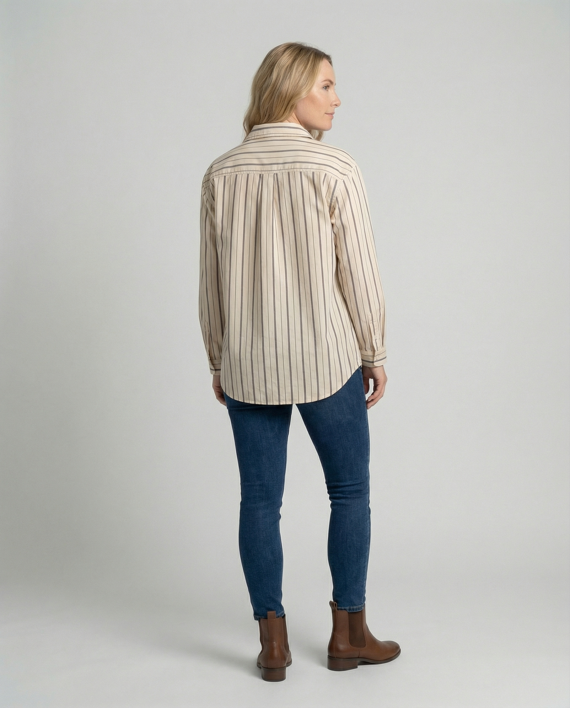 Hemdbluse Damen gestreift mit Brusttasche