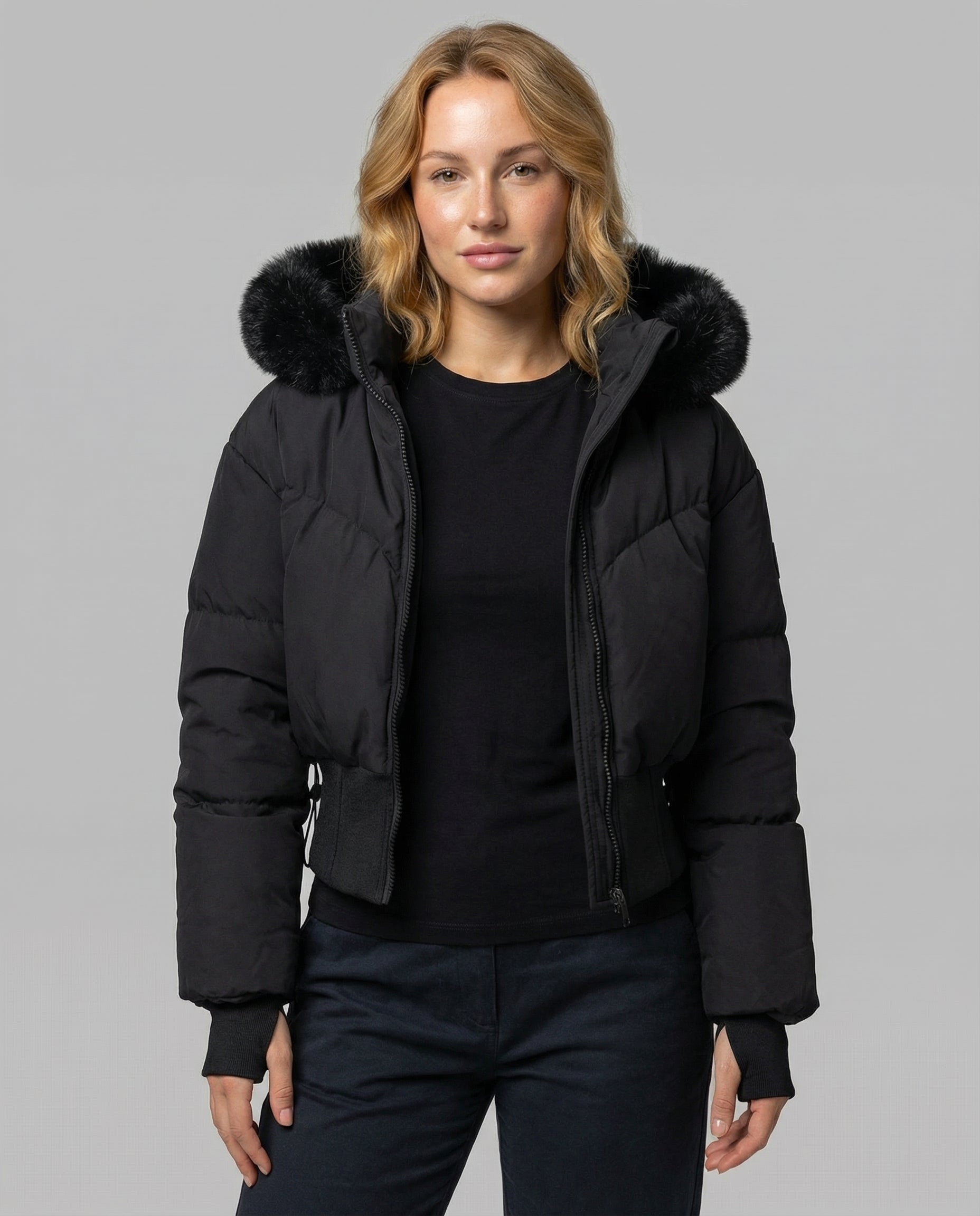 Stylische Warme Cropped Daunenjacke Damen | R&B
