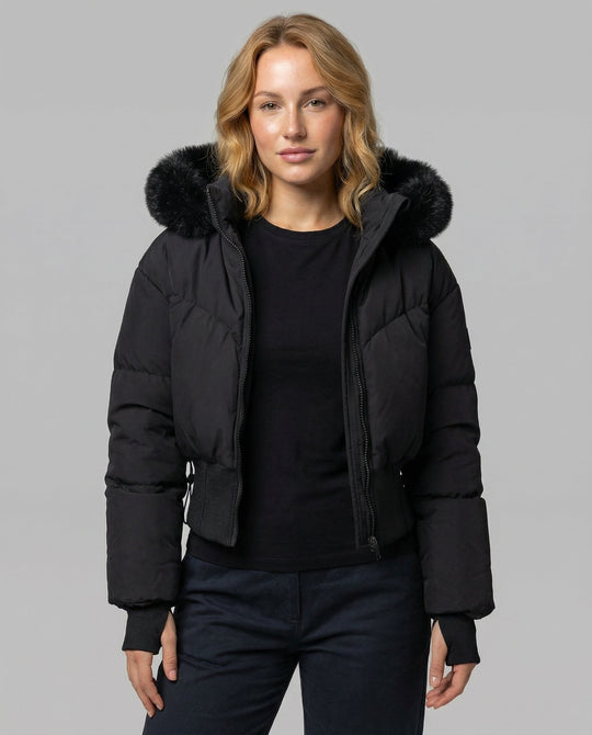 Stylische Warme Cropped Daunenjacke Damen | R&B