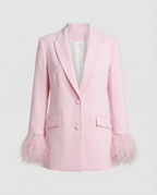 Damen eleganter Blazer mit auffälligen Federärmel