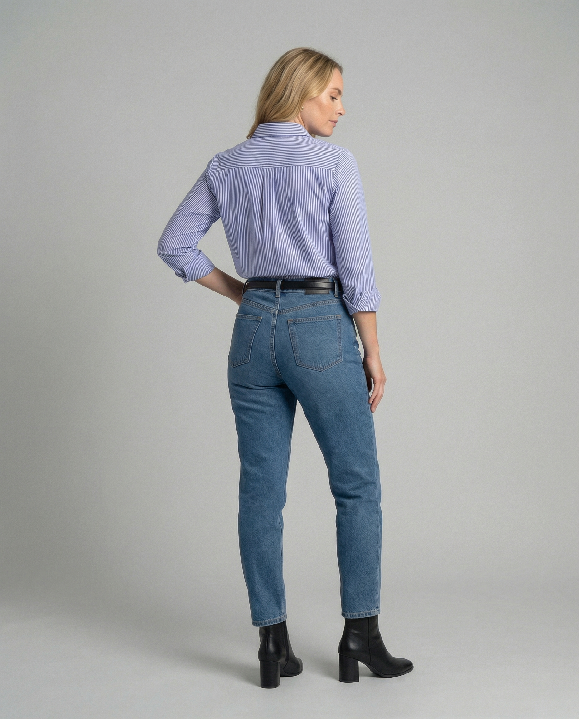 Damen Hemdbluse Langarm mit feinen Streifen
