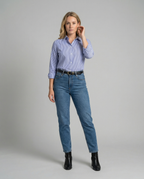 Damen Hemdbluse Langarm mit feinen Streifen