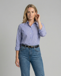 Damen Hemdbluse Langarm mit feinen Streifen