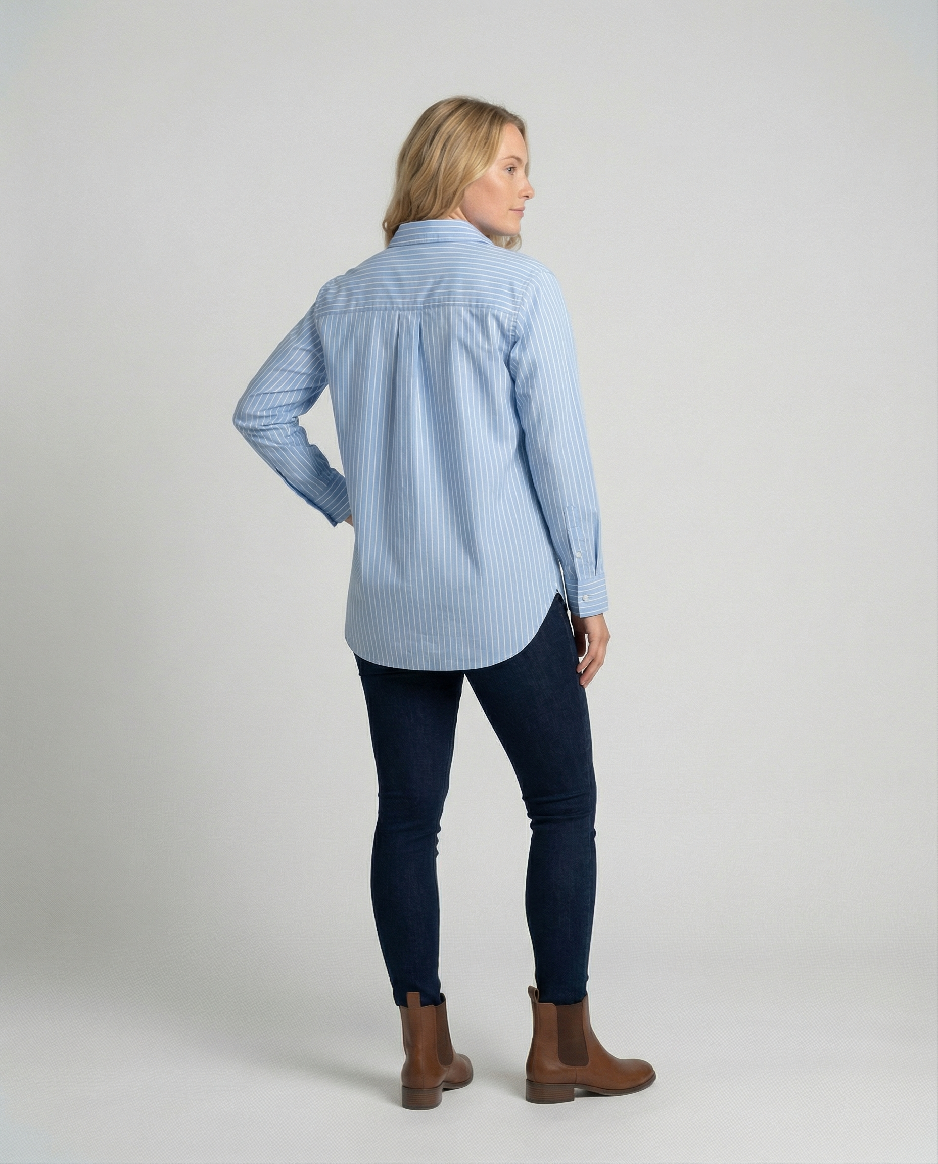 Hemdbluse Damen lässig mit feinen Streifen