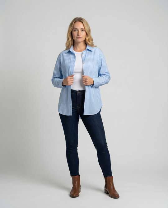 Damen Hemdbluse gestreift oversized