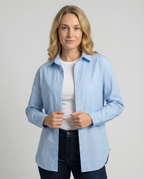 Hemdbluse Damen lässig mit feinen Streifen
