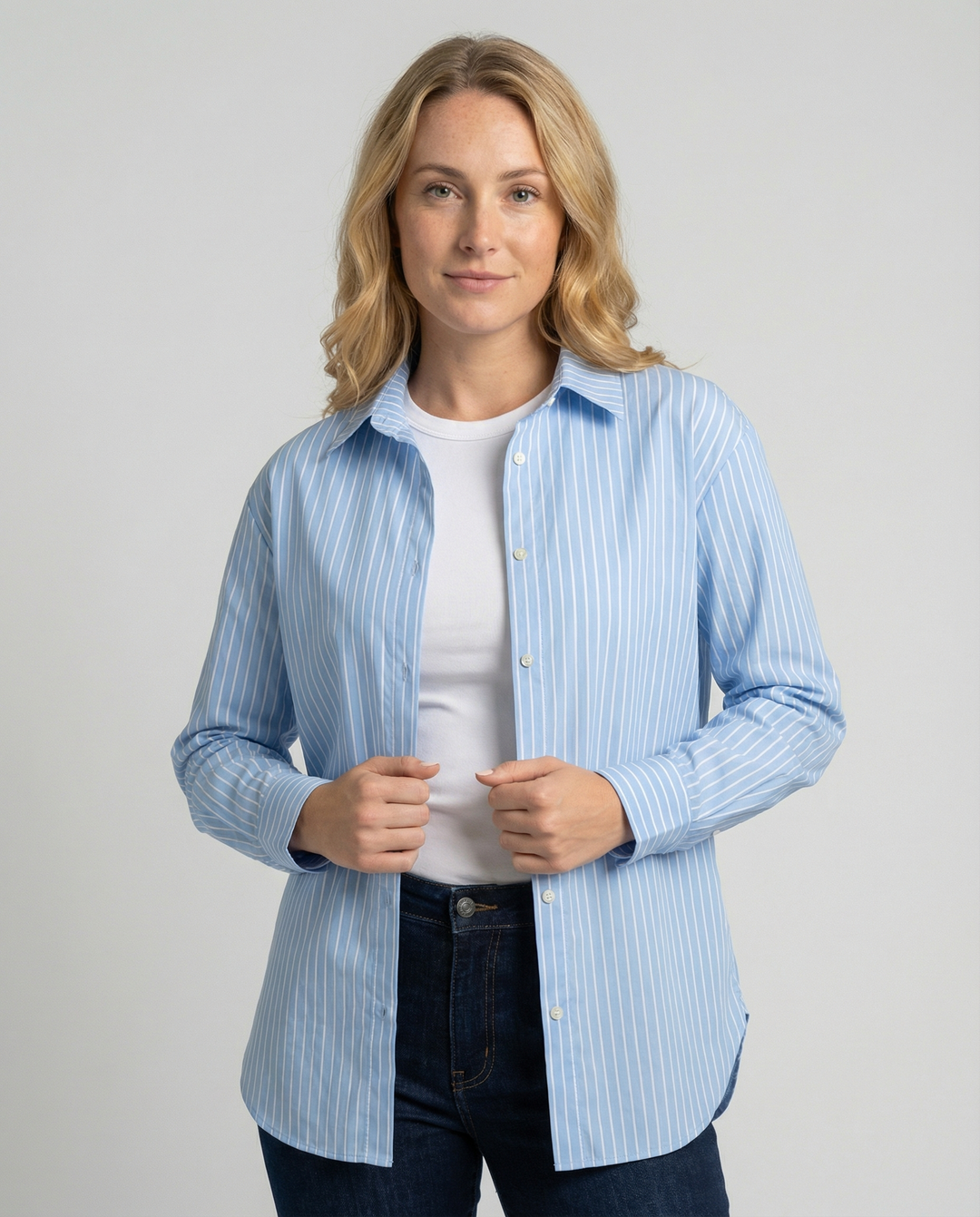 Damen Hemdbluse gestreift oversized