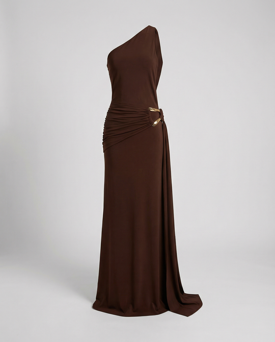 Damen Satin Etuikleid mit asymmetrischem Ausschnitt