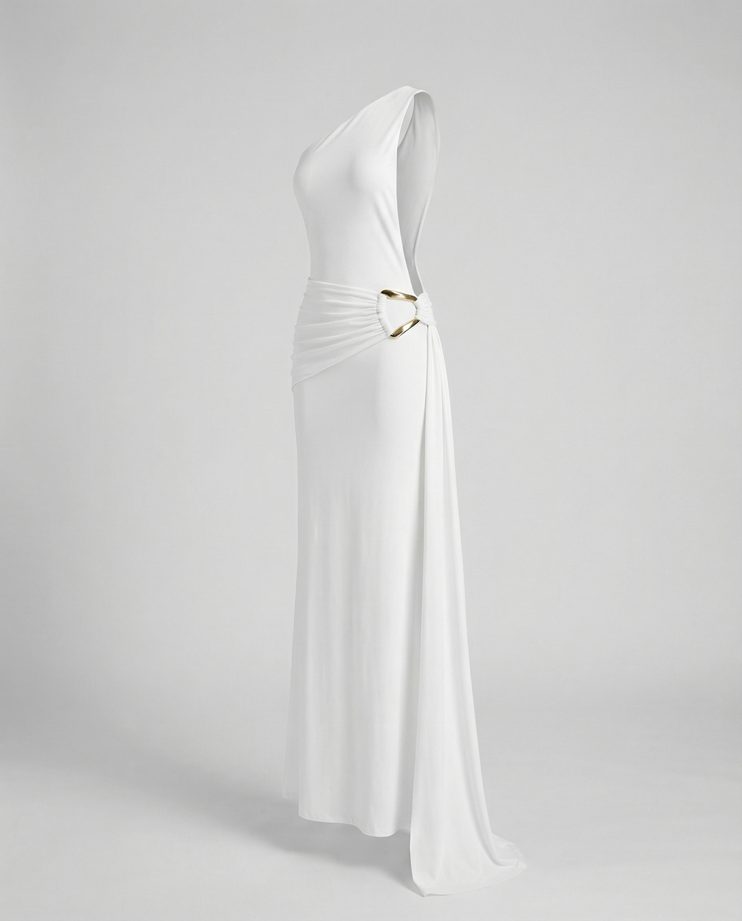 Damen Satin Etuikleid mit asymmetrischem Ausschnitt