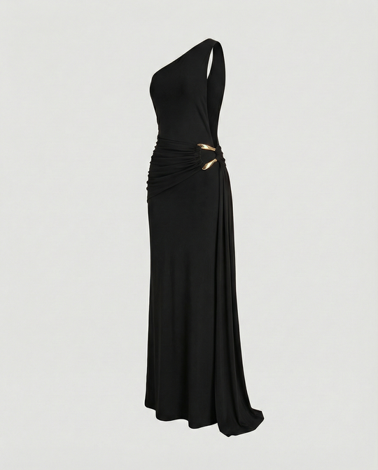Damen Satin Etuikleid mit asymmetrischem Ausschnitt
