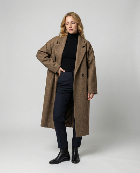 Damen Eleganter Oversized Wollmantel mit Taschen & Komfort | R&B
