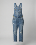 Damen Lässige Denim-Latzhose mit Weit geschnittenem Bein R&B