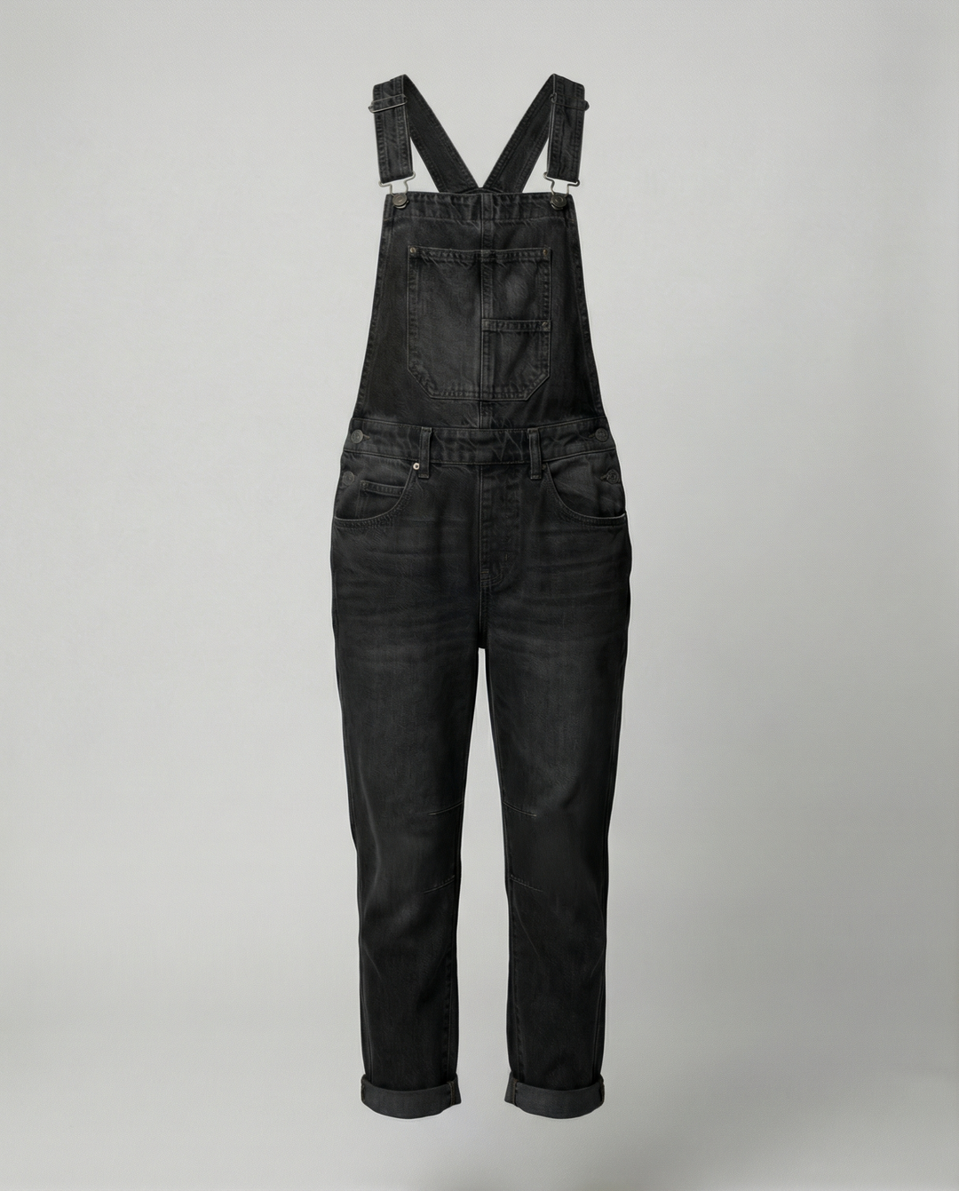 Damen Lässige Denim-Latzhose mit Weit geschnittenem Bein R&B