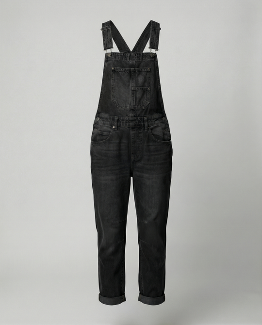 Damen Lässige Denim-Latzhose mit Weit geschnittenem Bein R&B