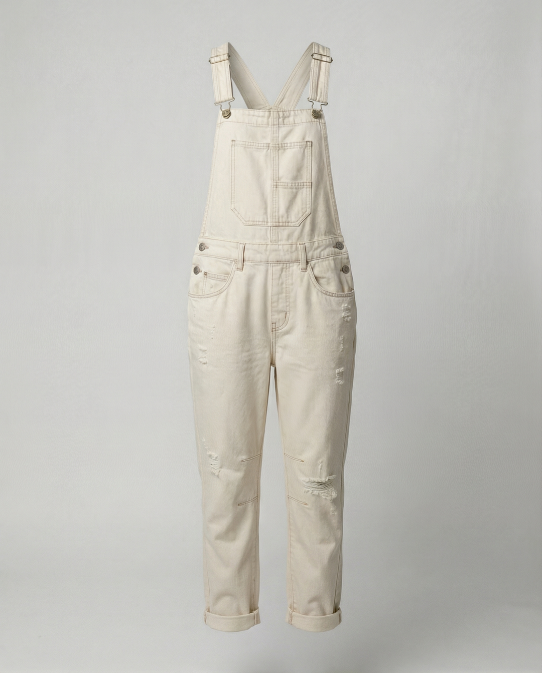 Damen Lässige Denim-Latzhose mit Weit geschnittenem Bein R&B