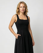 Elegantes Damen Maxikleid mit weichem Schnitt & quadratischem Ausschnitt | R&B