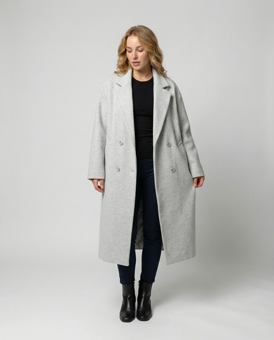 Damen Eleganter Oversized Wollmantel mit Taschen & Komfort | R&B