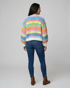 Warmer Stylischer Strick-Cardigan in Regenbogenfarben