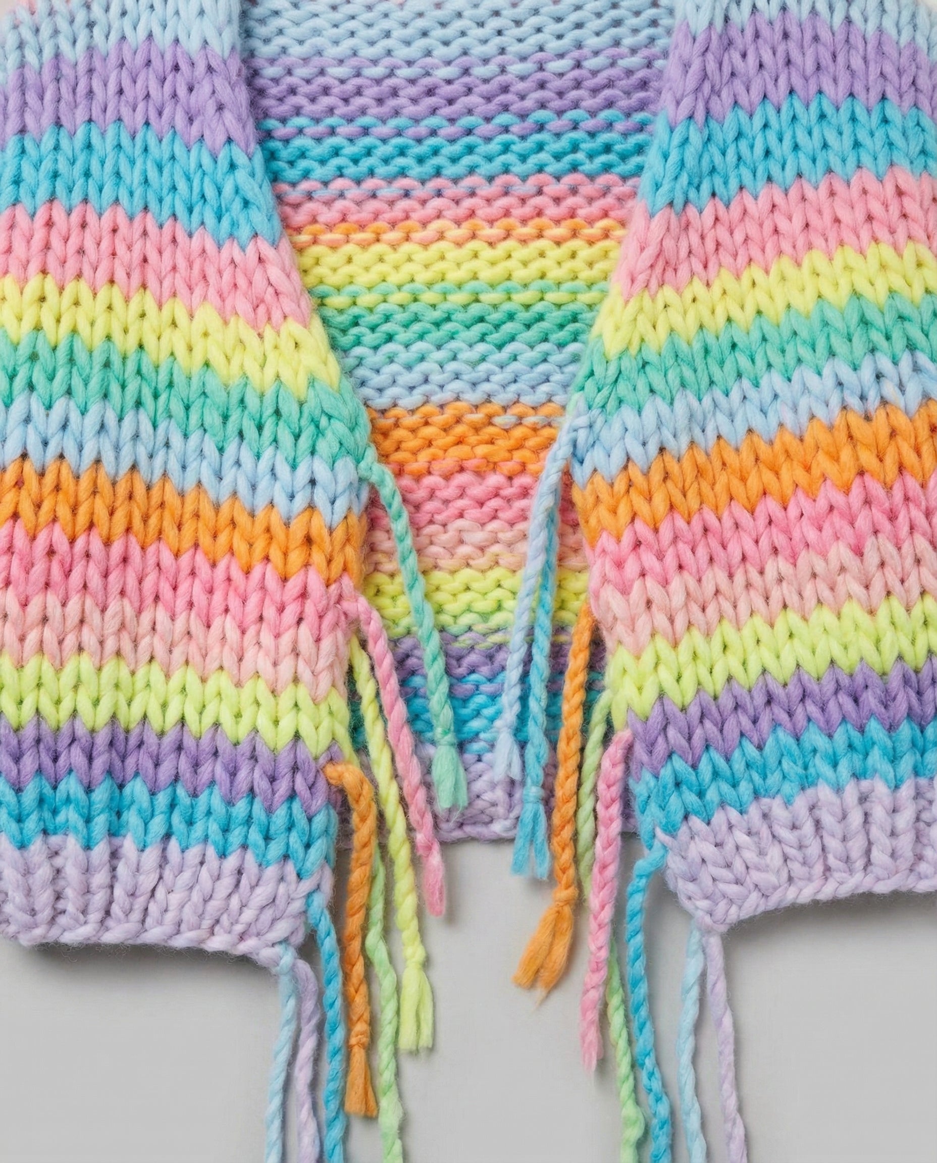 Warmer Stylischer Strick-Cardigan in Regenbogenfarben