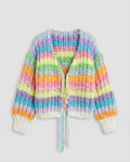 Warmer Stylischer Strick-Cardigan in Regenbogenfarben