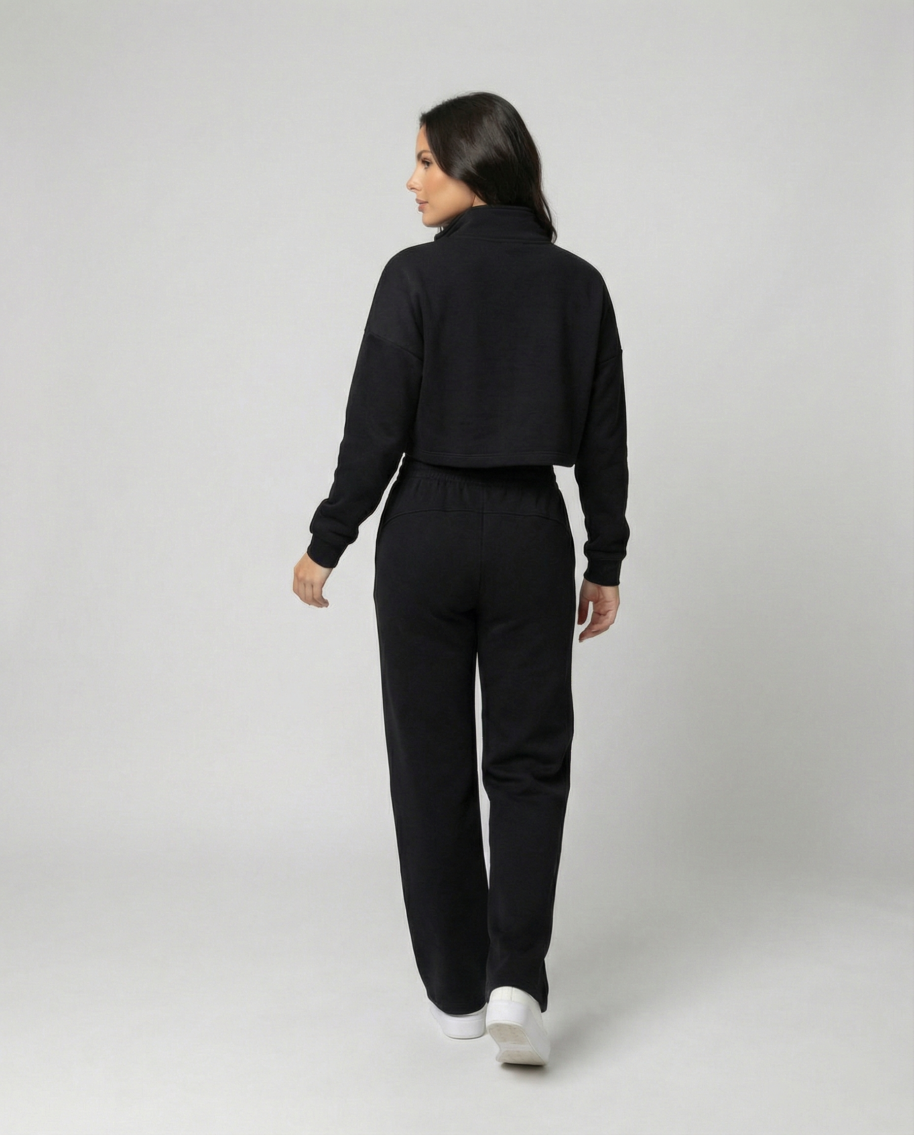 Damen Cropped Fleece-Jacke mit Reißverschluss R&B