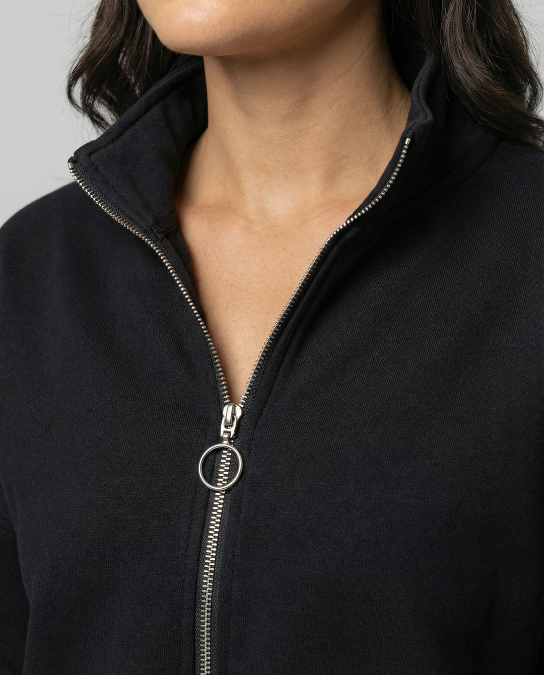 Damen Cropped Fleece-Jacke mit Reißverschluss R&B