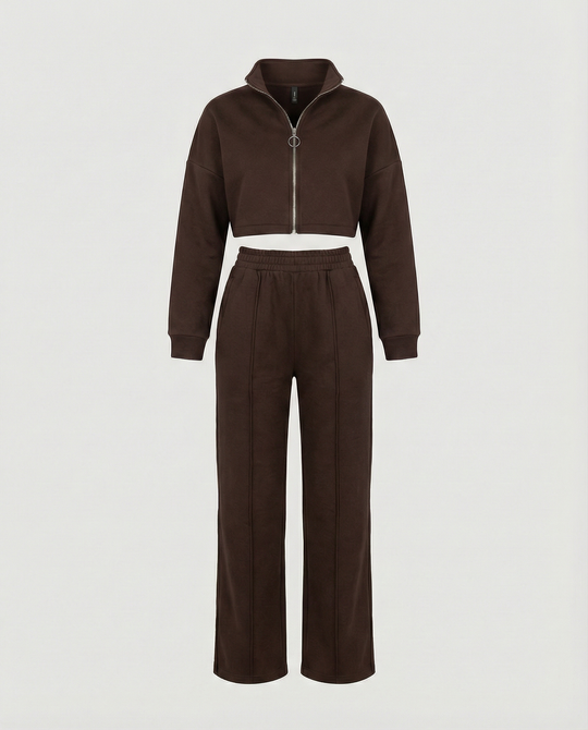 Damen Cropped Fleece-Jacke mit Reißverschluss R&B