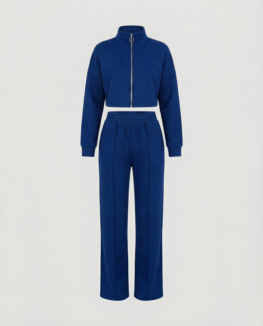 Damen Cropped Fleece-Jacke mit Reißverschluss R&B