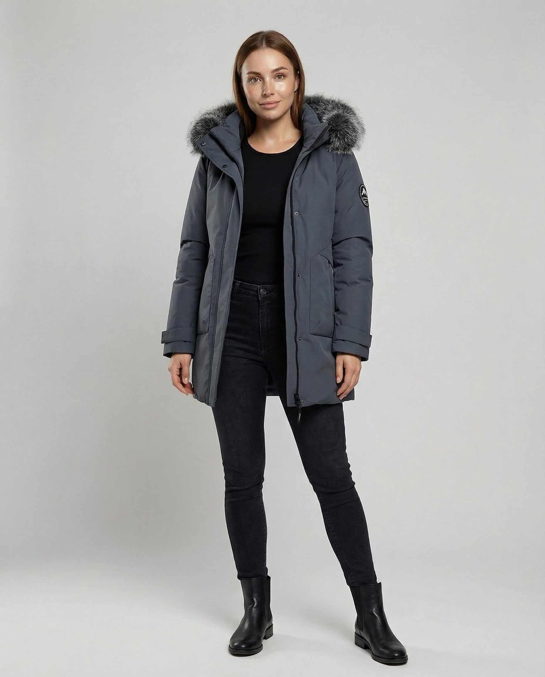 Warmer Winterparka Damen Kapuze | R&B