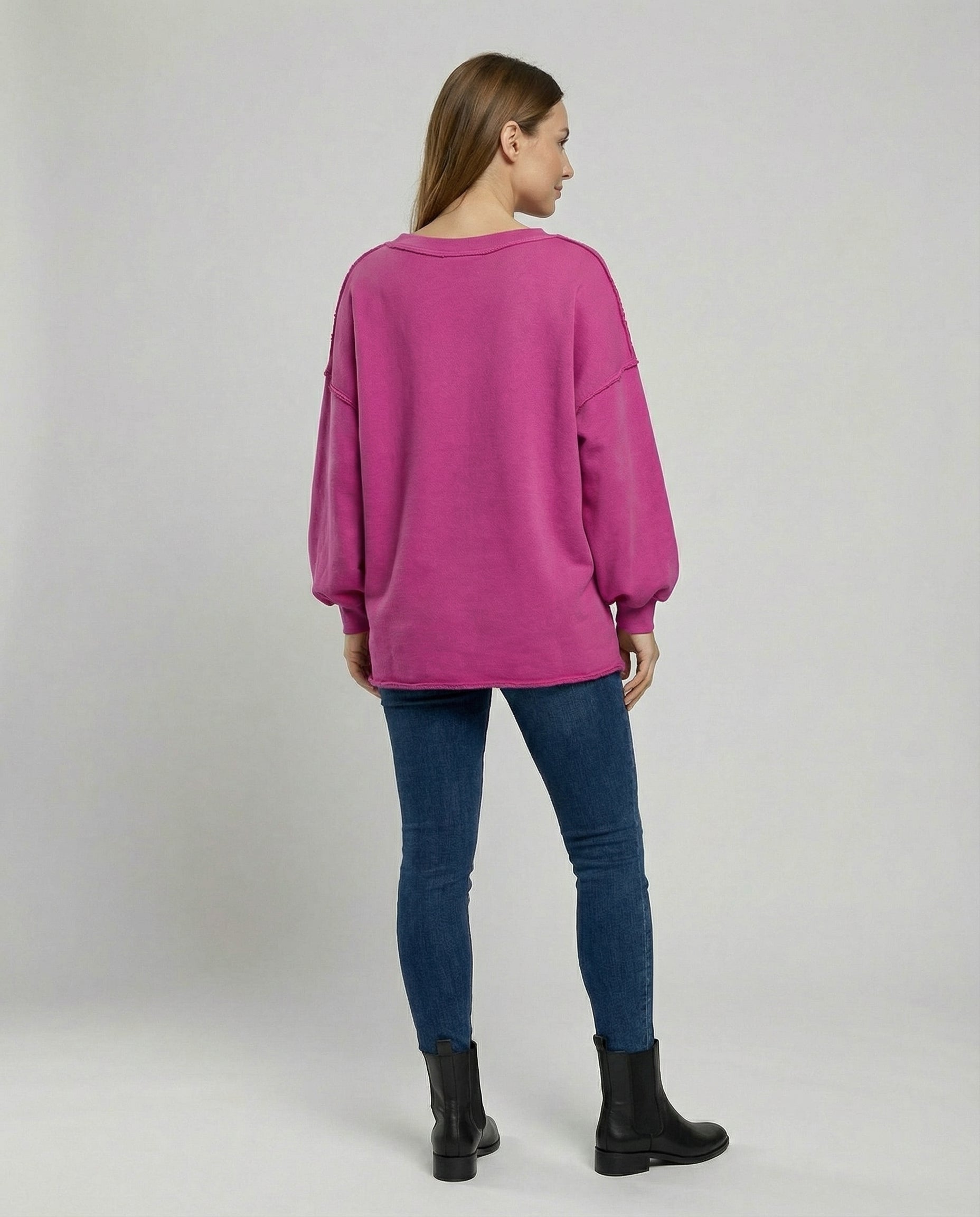 Oversized Damen V-Ausschnitt Sweatshirt | R&B