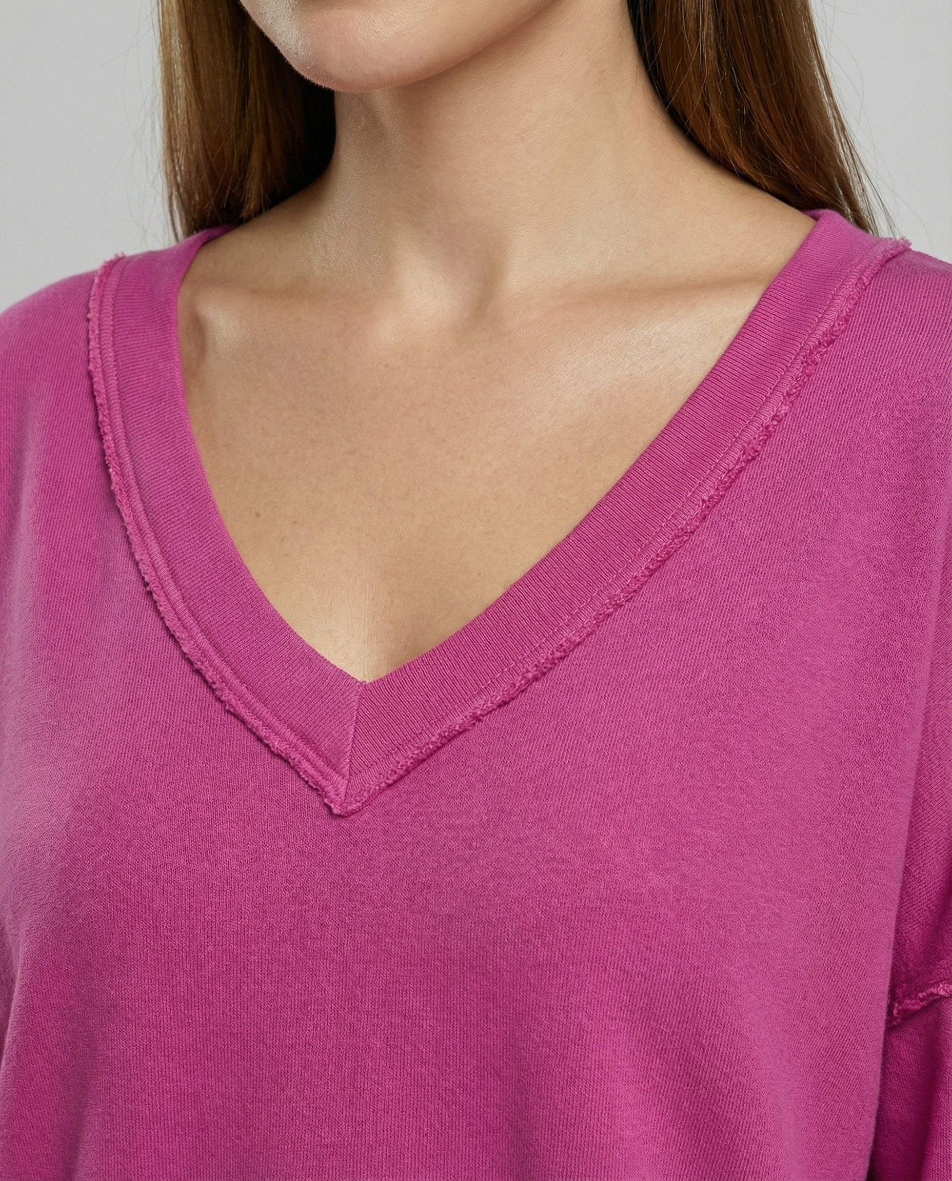Oversized Damen V-Ausschnitt Sweatshirt | R&B