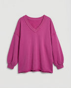 Oversized Damen V-Ausschnitt Sweatshirt | R&B